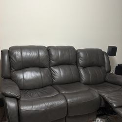 Grey Leather Recliner 