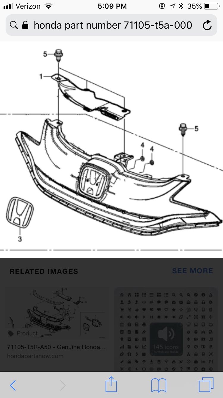 Genuine honda part Honda Fit front grille