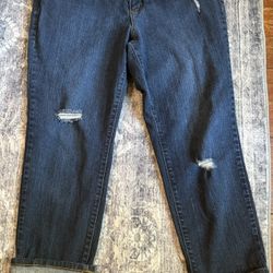 Like New STUDIO BY DENIM & CO. Light Weight Ankle Jeans With A Little Distressing In Size 14 Petite 