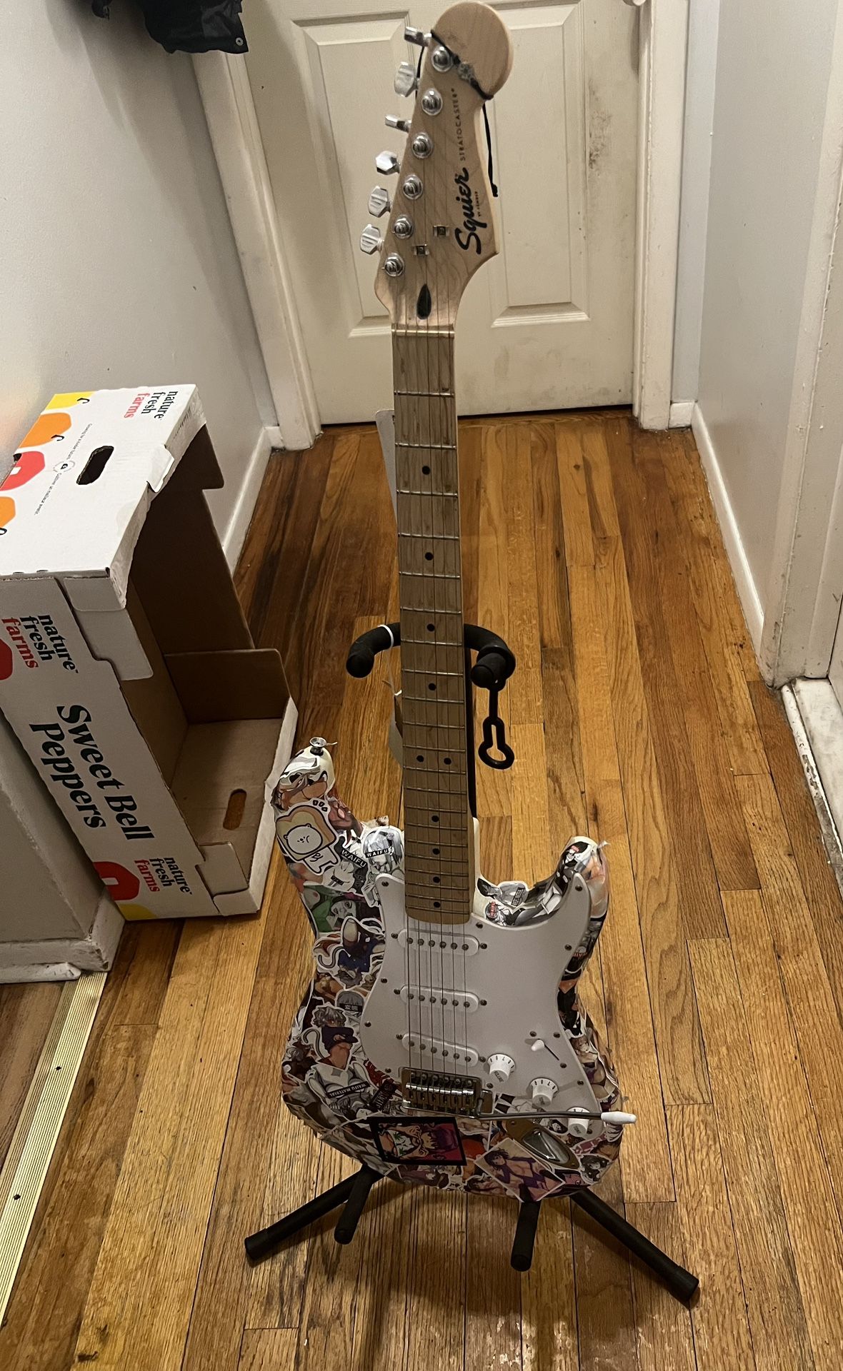 White Squier Stratocaster