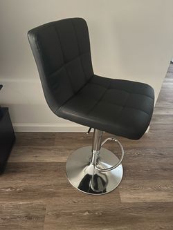 Black Faux Leather Adjustable Bar Stool