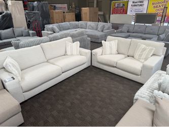 Cream linen deep sofa set