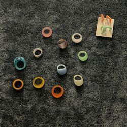 Vintage Costume Jewelry Lot Acrylic Rings And Earrings