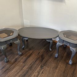 Vintage Living Room Set (Coffee Table And 2 Piece Side Tables)