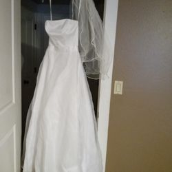 Size 4 Wedding Dress, Veil,Tiara