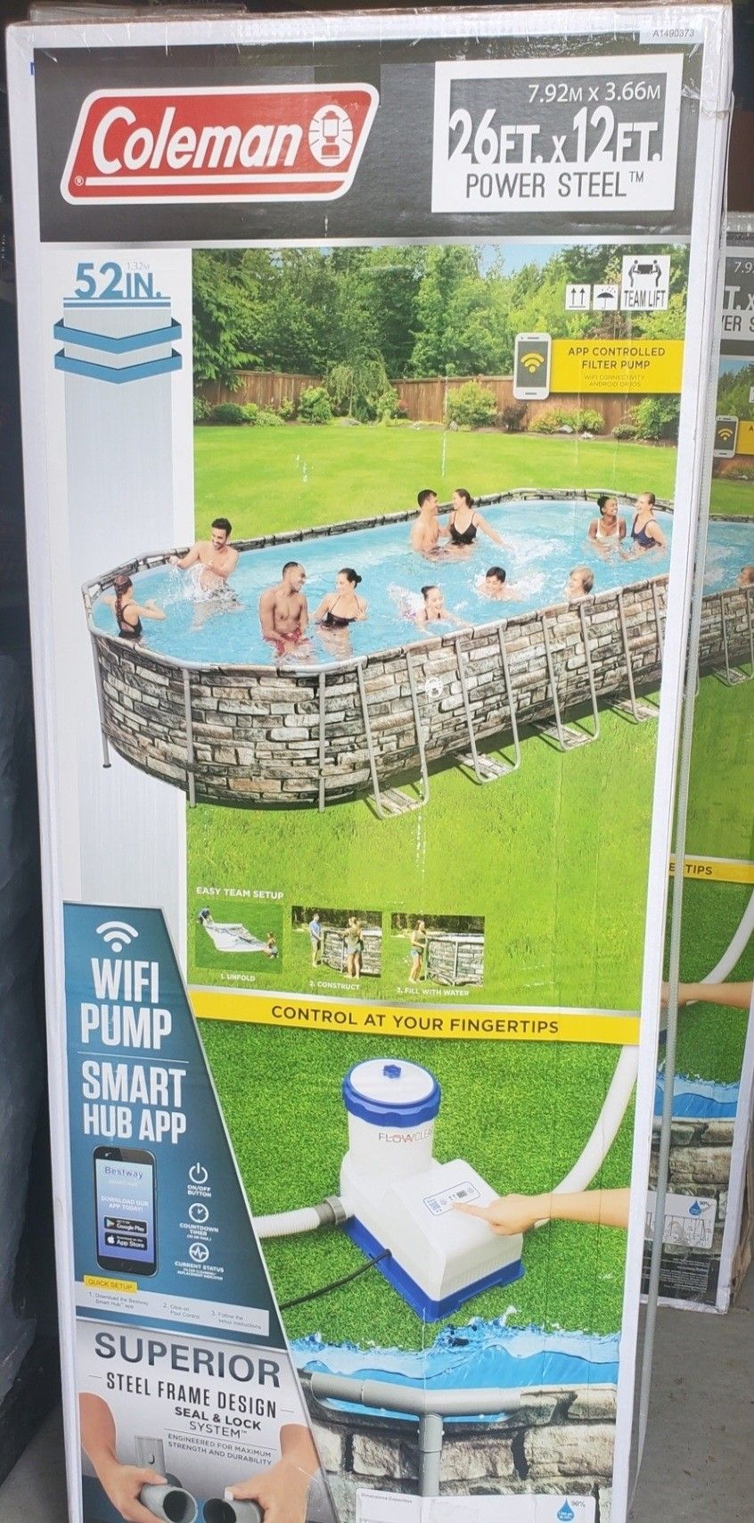 Coleman Swimming Pool New In Box Oval 26 Feet 52 Inches Deep Wifi Pump