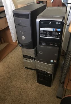 4 computer towers for parts no hd