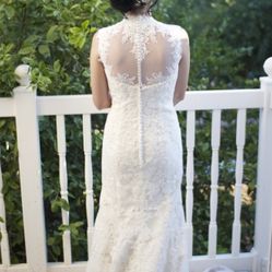 Justin Alexander-Queen Anne Venice Lace and Organza Mermaid Gown