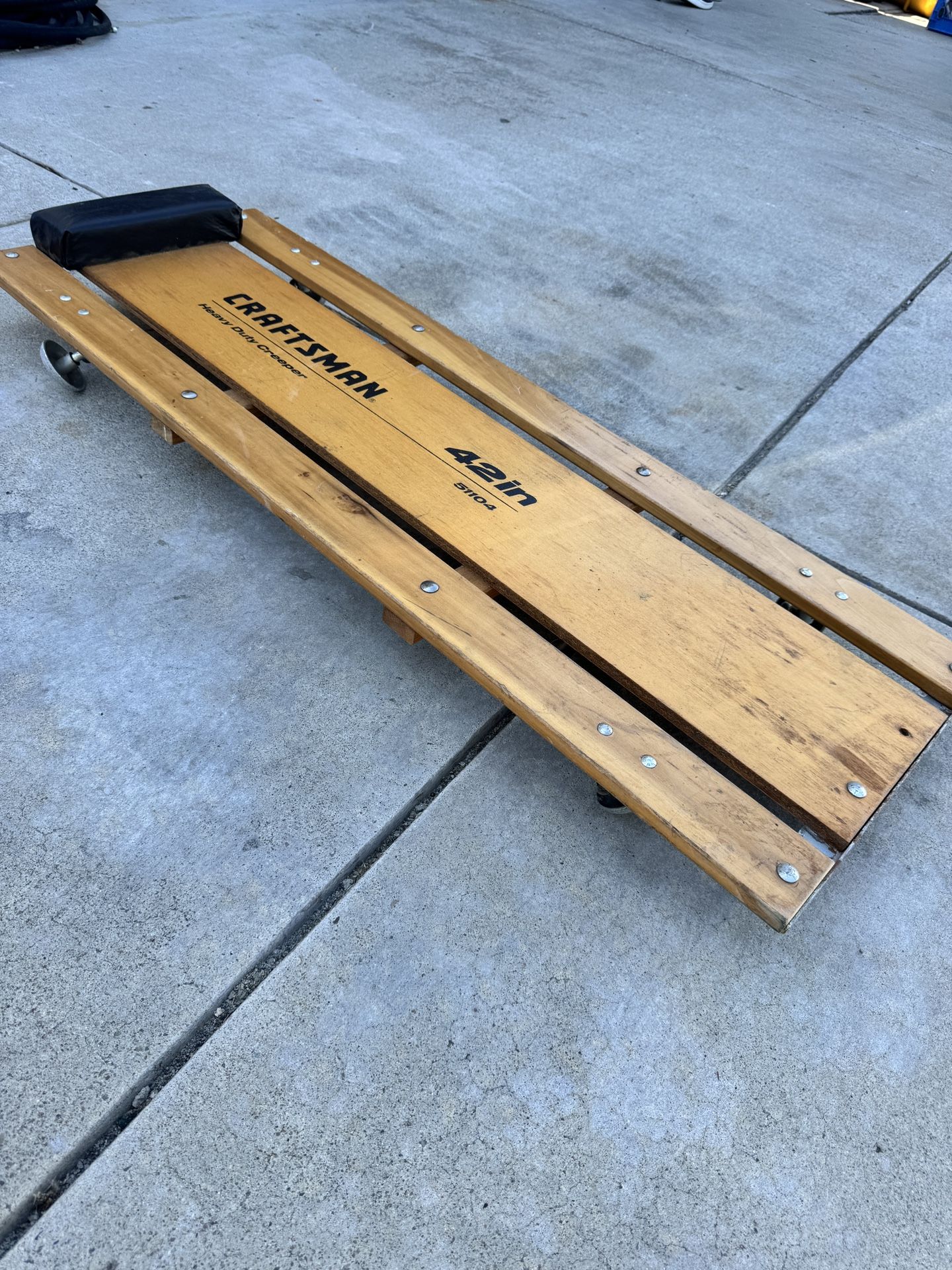 Vintage Craftsman 42” Wooden Creeper – Heavy-Duty Mechanic’s Creeper