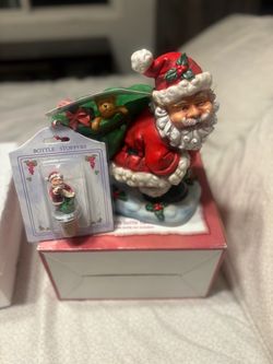Vintage Hand Painted Santa Wine Bottle Holder, Resin Santa Claus Wine Stand, Christmas Bar Decor, Vintage Holiday Home Decor