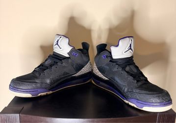 Jordan Men’s Air Jordan Mid Top Lace-Up Sneakers Black Purple White Gray