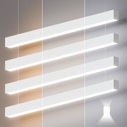 SLAclite 4FT LED Linear Lights 50/45/40/35/30W Up and Down Light,3/4/5000K 4Pack Commercial Shop Lighting for Office Garage Basement Shop Dining Room 