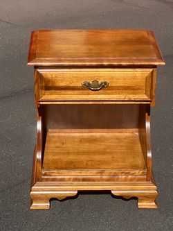 Antique Wood Nightstand with Drawer and Open Shelf