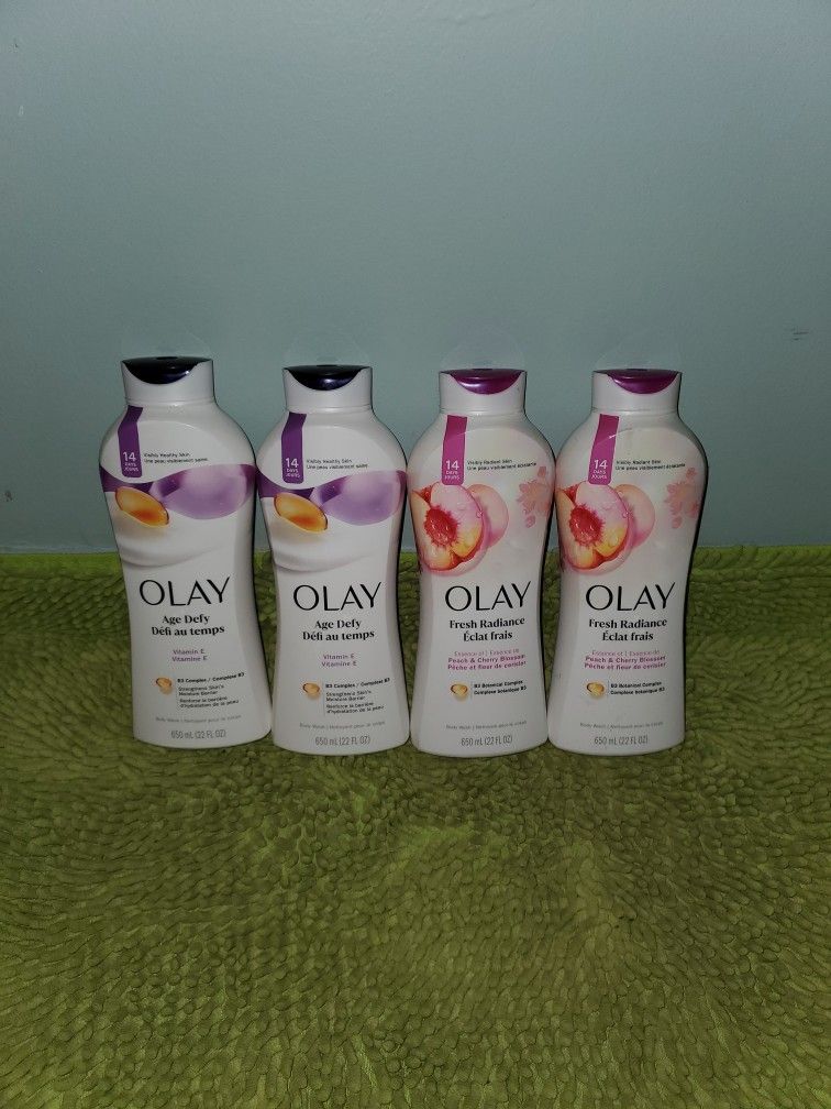 4 Olay Bodywash 22oz(2 Age Defy/2 Fresh Radiant)
