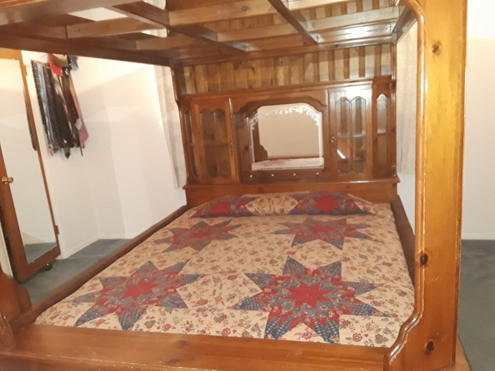 California King Canopy Water Bed...beautiful solid wood bed with