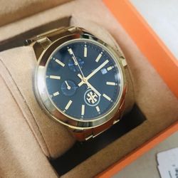 TORY BURCH Gold & Blue Sapphire Unisex Watch