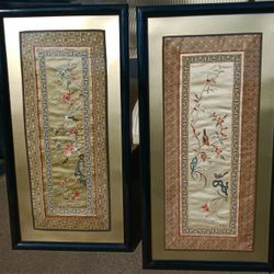 Chinese Needlepoint  Embroidered Antique Pictures