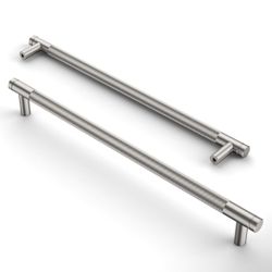 Amerdeco 10 Pack Brushed Satin Nickel Knurled Cabinet Pulls 15 Inch Center to Center Kitchen Cabinet Handles for Drawer Dresser, Cupboard and Wardrobe