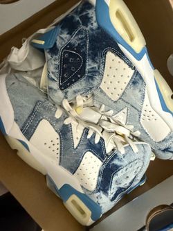 AIR JORDAN 6 RETRO (GS) WHITE/DUTCH BLUE-CITRON TINT BLANC/BLEU HOLLANDAIS