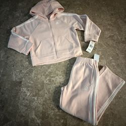 Adidas Girls Sz 6X 2-Piece Light Pink Set Sweatpants & Full Zip Jacket 
