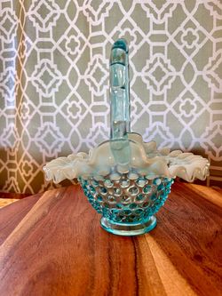 Vintage Fenton Hobnail Glass Basket
