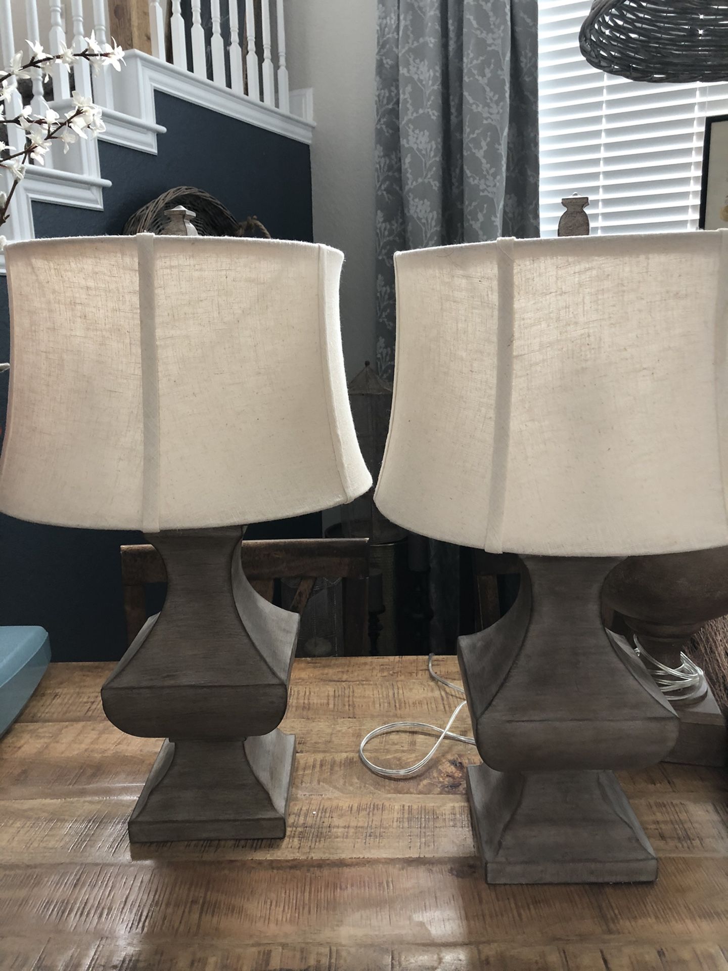 FIRM PRICE ** Pair new lamps and linen type shades