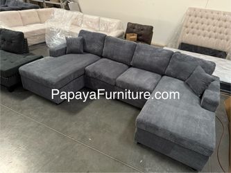 New! Plush U-Shaped Sectional, Sectionals, Sofa, Modular Sectional, Couch, Sofa, Sectional With Chaise, Double Chaise Sofa, Grey Sofa, Grey Couch