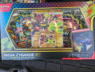 Pokémon Trading Card Game: Mega Zygarde ex Premium Collection1 foil promo card featuring Mega Zygrade ex
1 oversize lenticular promo card featuring Me