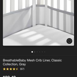 Grey Mesh Crib Liner