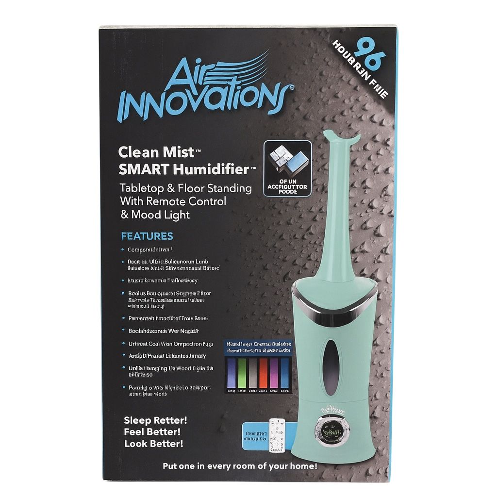 AIR INNOVATIONS Clean Mist SMART Humidifier Remote Control Teal Black Silver EUC