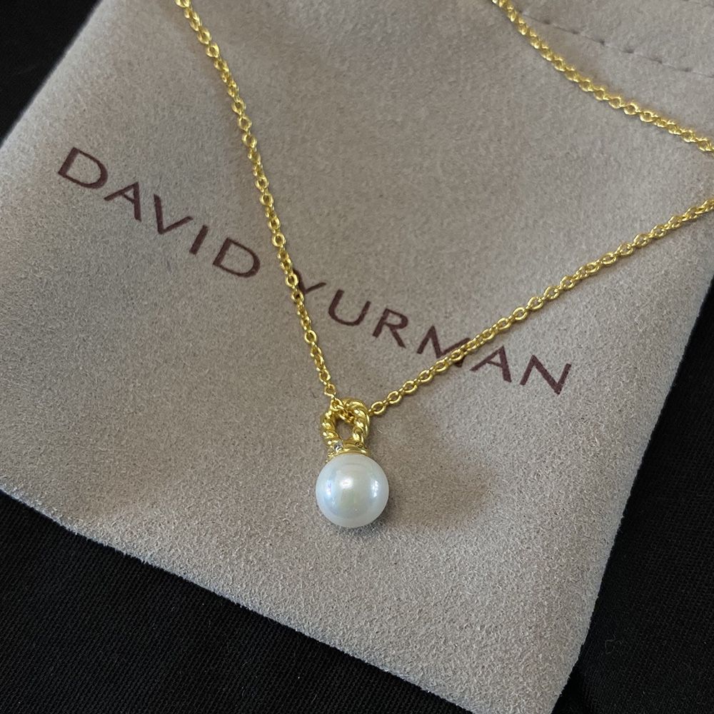 David Yurman Twisted Hoop Pendant Pearl Necklace
