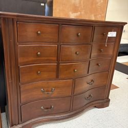 13 Drawer Cherry Wood Serpentine Dresser