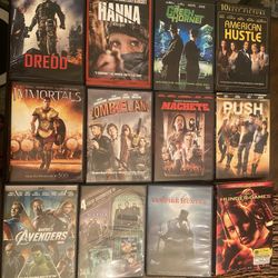 Set Of 12 DVDs - Action / Superhero - Hunger Games + Avengers + Machete+ Dredd Etc