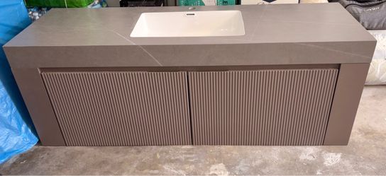 Bathroom Vanity with Integrated Sink and two doors
