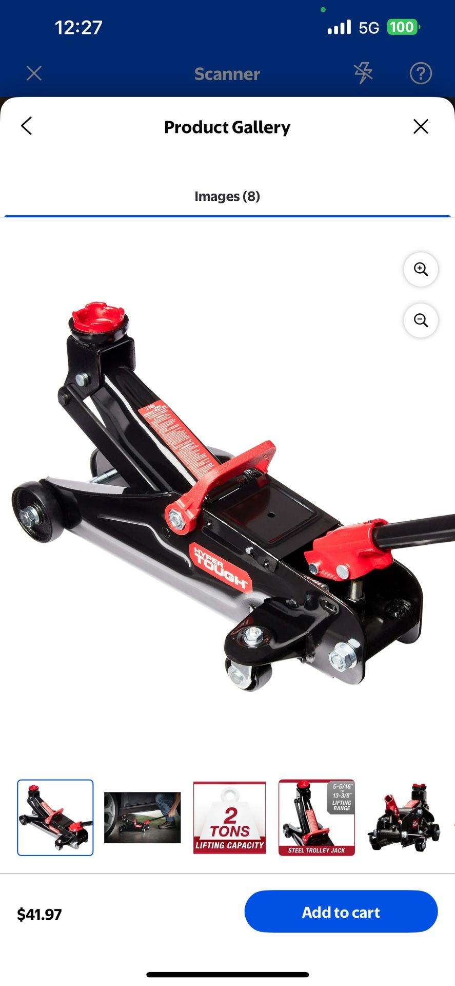Hyper Tough T82011W Trolley Jack, 2 Ton Black and Red