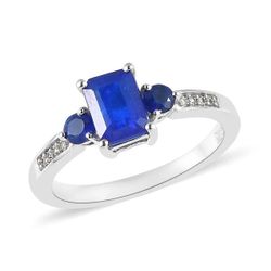 Tanzanian Blue Spinel, White Zircon Ring (Size 7)