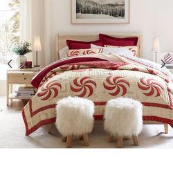 Pottery Barn Mongolian Faux Fur Stools