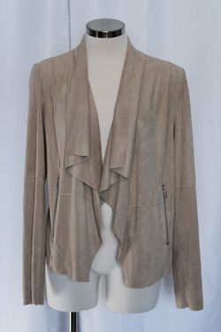 Bagatelle NY Cream Faux Suede Drape Front Jacket (M)