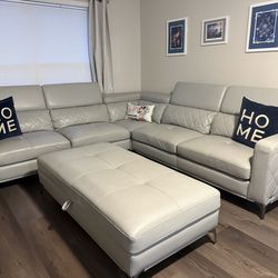 Couch and storage ottoman