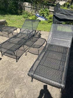 Woodard briarwood wrought iron adjustable chaise lounge shop