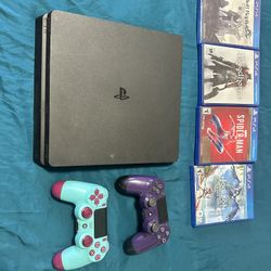 PS4 Slim W/ Games And Remotes 