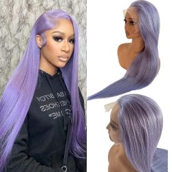 Human hair purple wig