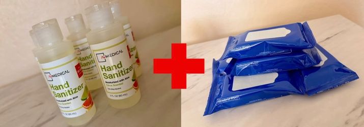 5 Hand Sanitizers 2oz + 5 Travel Antibacterial Wipes