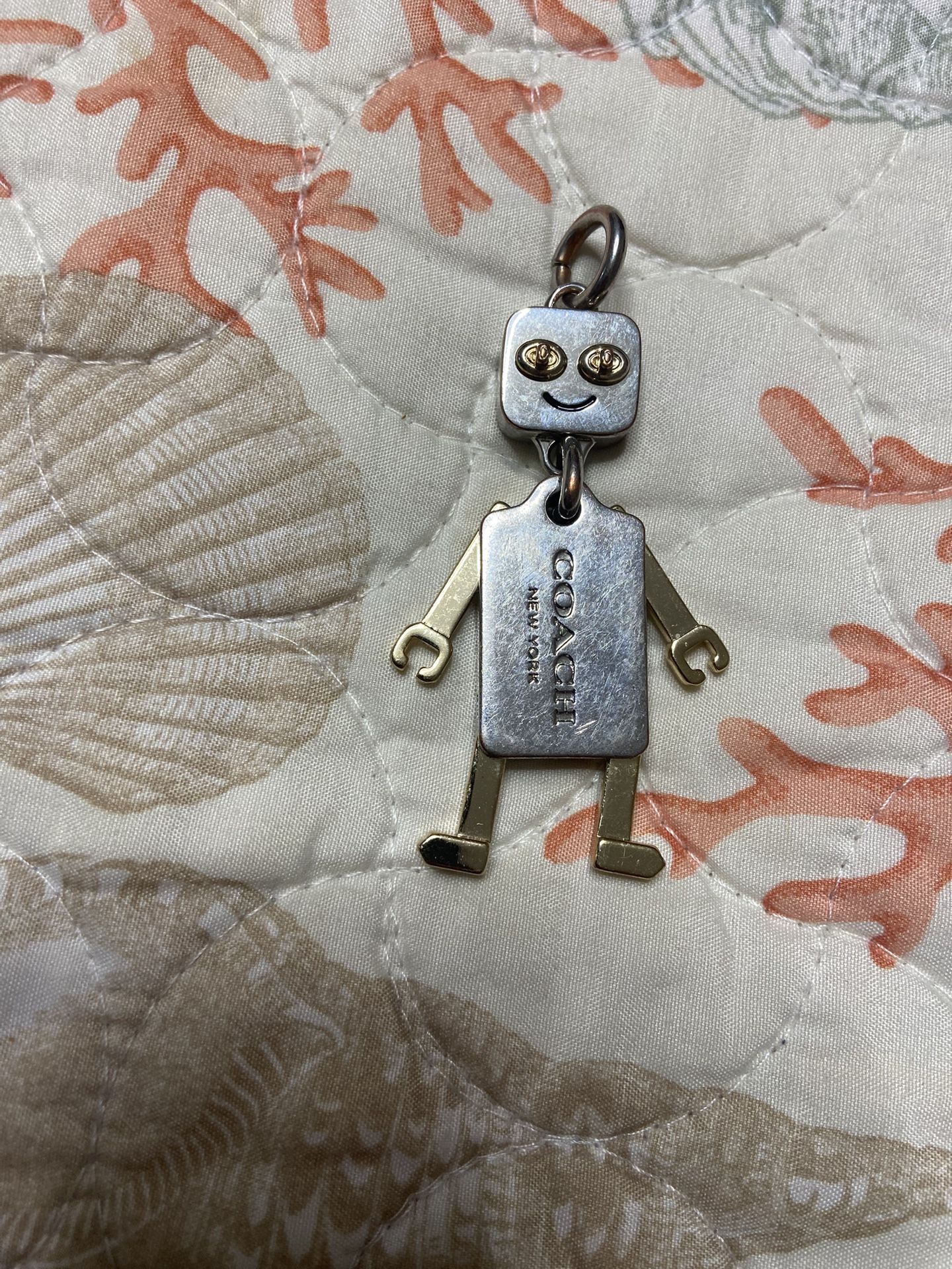 Vintage Coach Small Metal Robot Keychain Bag Charm