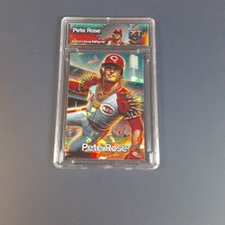 Pete Rose Slab Cracked Ice REFRACTOR Original Art Novelty Card 