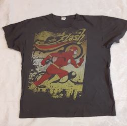 Vintage  DC Comics The Flash TV Show Cartoon Comic T Shirt Army Green Mens  x-L