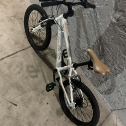 White BMX Bike with Black Wheels