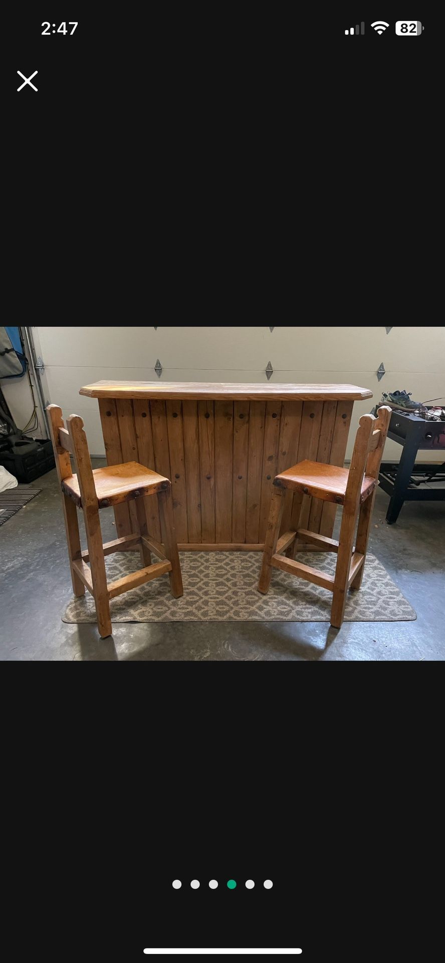 Solid Pine Bar $200 with leather stools $100 bar only
