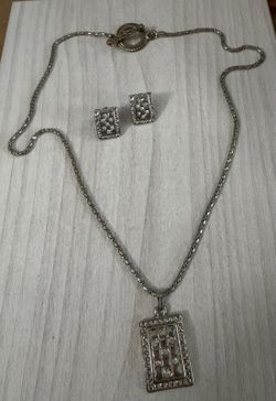 Juego cadena aretes Stainlend joyería antigua