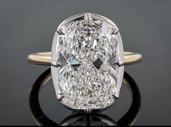 5.05 carat E VS1 cushion two toned vintage style lab diamond engagement ring 